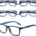 Viseng 5-Pack Reading Glasses Blue Light Blocking for Women Men Anti Glare Filter Lightweight Sports Style Eyeglasses (5-Pack Blue 2.0