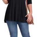 LARACE Elbow Sleeve Cross-Tie V-Neck Plus Size Tops for Women's Half Sleeves Tunic Shirts Blouse Spring Summer Fall Clothes (Black, XXXL)