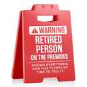 Afterprints Funny Retirement Gifts for Men Women – “Warning Retired Person” Desk Sign, Cool Retirement Party Decorations, Office Table Plaque, Retirement Gift Idea for Coworkers, Friends, or Family