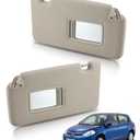 Bestview Left Driver Right Passenger Side Sun Visor with Mirror Compatible with Versa 2007 2008 2009 2010 2011 2012 - Replace# 96401-EL31A 96400-EM31A, Beige