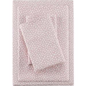 True North by Sleep Philosophy Cozy Flannel Warm 100% Cotton Sheet - Novelty Print Animals Stars Cute Ultra Soft Cold Weather Bedding Set, Queen, Blush Dots 4 Piece, Blush Dots 