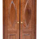 Doll Wardrobe, 1:12 Miniature Doll Armoire, Wooden Vintage Double Door Dolls Wardrobe Closet for Dollhouse Accessories Model Home Decor (Brown)