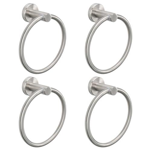 NearMoon Bath Towel Ring, Bathroom Hardware Accessories-Thicken Stainless Steel Hand Towel Holder for Bathroom, Modern Round Towel Hanger Wall Mounted (Brushed Nickel, 5 Pack)