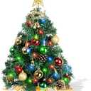 AGIRL Tabletop Christmas Tree 22 Inch Mini Artificial Christmas Tree with 30 LED String Lights, Star Tree, Tabletop Small Xmas Tree for Holiday Indoor DIY Christmas Decor