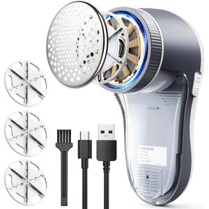 POPCHOSE Fabric Shaver, Lint Shaver for Clothing, Electric Lint Remover with 6-Leaf Blades, Sweater Defuzzer, Clothes Shaver for Couch, Furniture, Blanket, Remove Pilling, USB Rechargeable