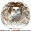 Wooden Puzzles Adults 300 Pieces, White Owl Animal Shaped Wood Puzzle with Unique 3D Paper Carved Effect, Challenging Jigsaw Puzzles, Christmas Birthday Gifts for Women Mom, Wall Decor13.3in