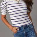 SHEWIN Womens Tops Short Sleeve Sweater Shirts for Women Striped Knit T Shirts Crewneck Summer Tops (XL)