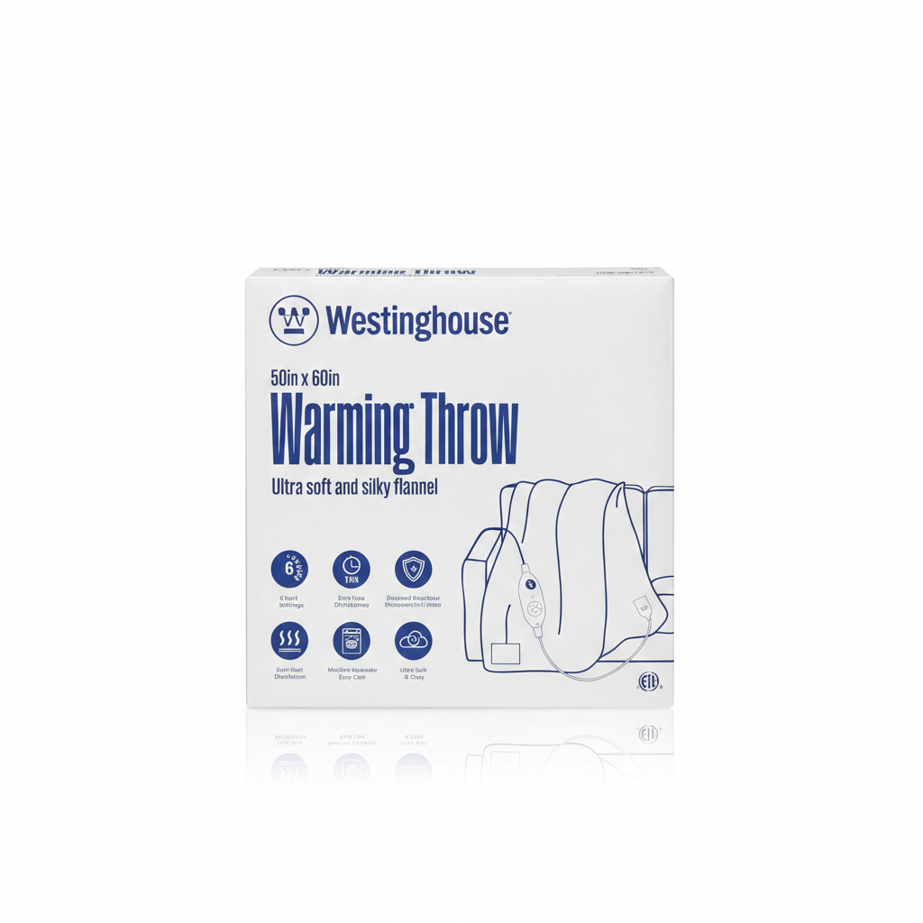 Westinghouse Electric Blanket Heated Throw, Super Cozy Soft Flannel 50"" x 60"" Heated Throw with 6 Fast Heating Levels & 210 AutoOff, Machine Washable, ETL&FCC Certification, Home Office Use, Red