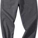 Gihuo Men's Winter Fleece Pants Sherpa Lined Sweatpants Active Running Jogger Pants (Large, #1 Dark Grey (Ribbed Cuff))