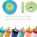 2Pack Silicone Straw Replacement for Owala Water Bottle & Tumbler, Leak-Proof Food Grade Kids Straw, Removable Replacement Lid Part, Dish Washer Safe, Make Kids Love Drinking (Light Green)