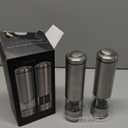 Electric Salt and Pepper Grinder Set - Battery Operated, Stainless Steel Shakers with Adjustable Fine & Coarseness, One Handed Operation, LED Light & Complimentary Mill Rest Tray