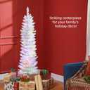 HOMCOM 6ft Tall Pencil Prelit Artificial Christmas Tree Holiday Dcor with 360 Colorful Surface Branches, 200 Colorful LED Lights, White
