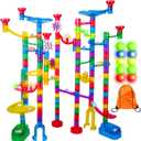 Meland Marble Run Sets for Kids - 153Pcs Marble Race Track Maze Madness Game STEM Building Tower Toy for 4 5 6 + Year Old Boys Girls(113 Pcs + 30 Glass + 10 Led Lighted)