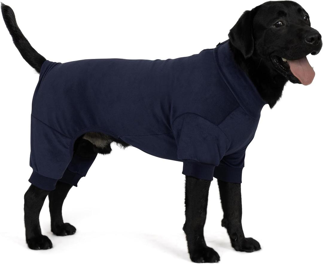 cyeollo Dog Pajamas for Medium Large Dogs Stretchable Pjs Soft Thermal Pet Onesie Jumpsuit Winter Dog Clothes for Dogs, Navy XXL