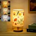 Hortsun Pressed Floral Lamp Bedside Vintage Flower Desk Lamp for Bedroom Living Room, Dorm, Home, Office Decor (1 Pcs,Modern Style)