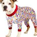 LovinPet Pitbull Pajamas Large Size Dog Boy, Pet Anxiety Relief Shirt,Anti Licking Dog Surgery Recovery Suit,Stretchy Skin,Friendly Fabric,Wild Outback Print, Recovery Suit Dogs,XL (Red)