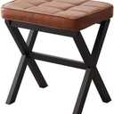 FILWH Foot Stool Small Ottoman - Padded Desk Foot Rest for Under Office Desk, Vanity, Sofa - Bamboo Footstool Shoe Stool (Black Legs + Reddish Brown)