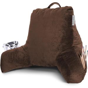 Clara Clark Reading Pillow with Shredded Memory Foam for Sitting Up in Bed and Couch, Back and Arms Adjustable Support Adults & Teens Backrest Pillows for Reading, with Washable Cover Chocolate Brown Clara Clark Reading Pillow with Shredded Memory Foam for Sitting Up in Bed and Couch, Back and Arms Adjustable Support Adults & Teens Backrest Pillows for Reading, with Washable Cover Chocolate Brown