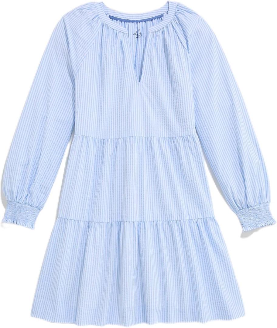 Vineyard Vines Women's Tessa Harbor Tiered Dress, Seersucker-jake Blue (Medium)