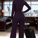 DeftSharp Women's Sexy Cocktail Party Clubwear Casual Working Rompers Long Dressy Jumpsuit (Purple, S)