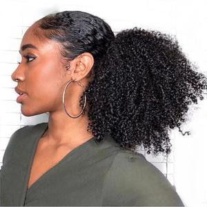 Aisaide Short Afro Kinky Curly Drawstring Ponytail for Black Women,Afro Kinky Curly Drawstring Ponytail Extension Synthetic Jerry Extension Hair Piece 1B