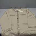 Bebonnie Women's Diamond Quilted Jacket Crew Neck Lightweight Long Sleeve Button Down Winter Coats with Pockets Size Large