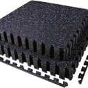 AIRHOP 0.56in Thick 48 Sq Ft Exercise Equipment Mats, 12 Tiles Upgraded Rubber Top with High Density EVA Foam, Large Interlocking Puzzle Gym Flooring for Home Gym, Heavy Weight Workout, 24 x 24in (Black/Purple)