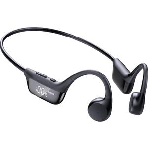 Bone Conduction Headphones Bluetooth 6.0 Earbuds, Open Ear Headphones with Dual Driver Sound, LED Display, IP67 for Sport / running, Dual Device Connection & Low-Latency Game Mode,12 Hours Playtime