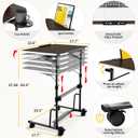 FoldWise Foldable Standing & Rolling Desk, Upgraded Portable Desk on Wheels, X-Large