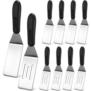 LemonRoad 10 Pcs Small Metal Spatula Mini Stainless Steel Spatula for Kitchen Cooking Serving and Turning Ideal for Brownie Pancakes Desserts Cookie Eggs Lasagna