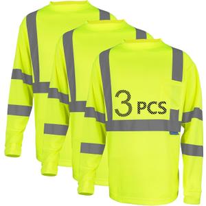 Safety Shirt Long Sleeve High Visibility Reflective Breathable Fast Dry Safety T Shirt for Work Warehouse Cycling Construction Class 3