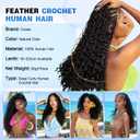 20 Inch Human Crochet Hair for Black Women 60g Pre-Separated Feather Crochet Human Hair Extensions 50 Strands Deep Curly Human Hair Miracle Knots HairBundles Natural Black