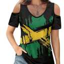 Women's Cold Shoulder Tops Summer Soft Short Sleeve V Neck T Shirts Basic Tees Trendy Sexy Going Out Blouse S-2XL (Black, XL)