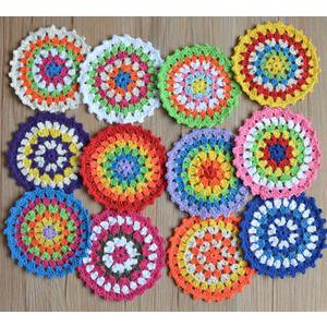 12 Assorted Crochet Round Granny Squares Rainbow Doilies Lot for DIY Crafts Bar Coasters Plant Mats