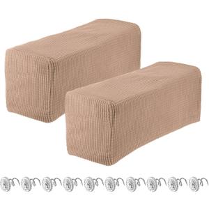 uxcell 2pcs Stretch Armrest Covers for Chairs/Sofas, Couch Arm Covers with Twist Pin, Furniture Protector Slipcovers Camel