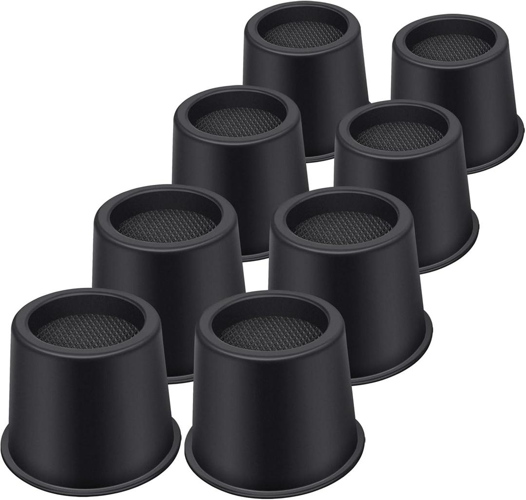 Bed Risers 4 Inch Heavy Duty, Round Furniture Risers for Bed Desk Table Sofa CouchBed Lifts Risers, Support up to 3300 Lbs(8 Pack Black)