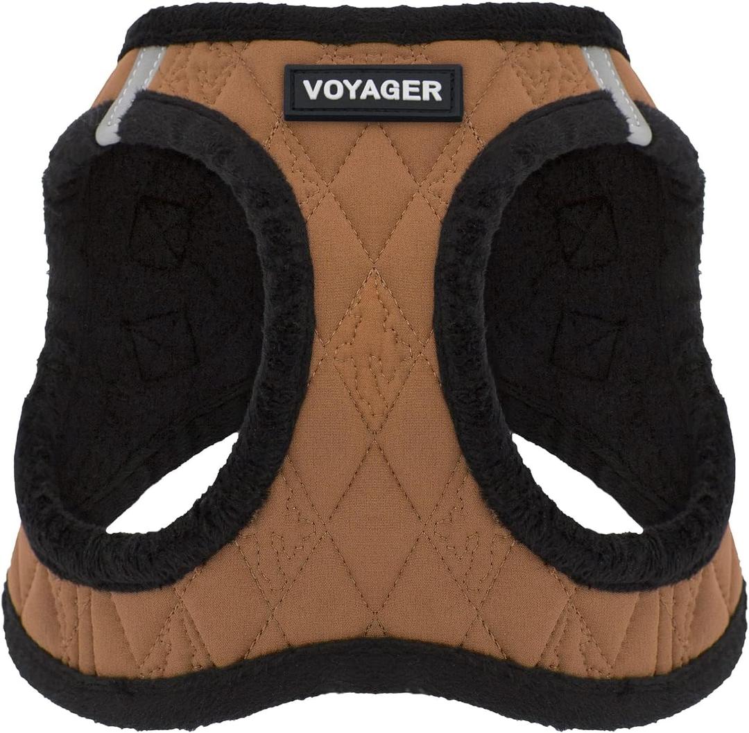 Best Pet Supplies - All Weather Plush, Reflective, No Pull Harness for Small, Medium Dogs, Cats - Secure with Hook & Loop Fastener, Buckle, Double D-Rings - Beige Plush, M