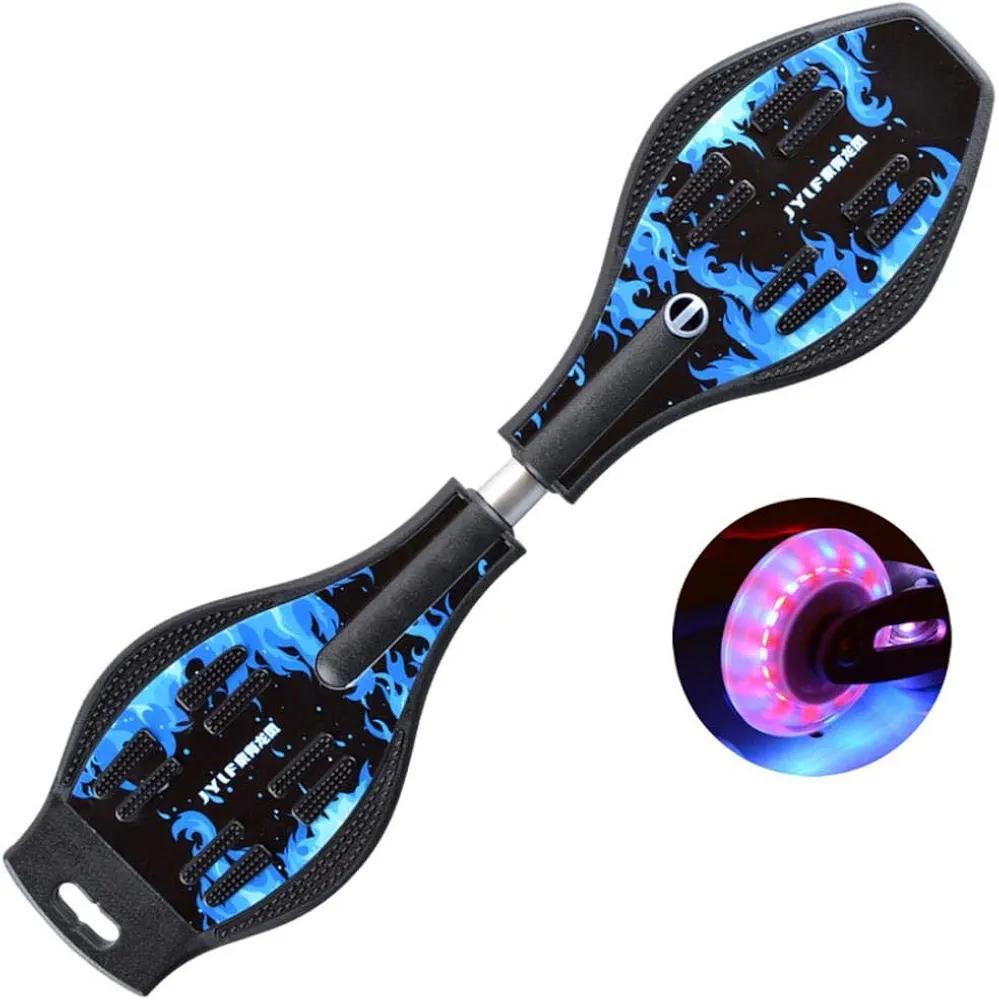 Deluxe Junior Caster Board in Amazing Blue Color, with Illuminating Wheels for More Excitement, Fun and Visibility, Durable Twistboard for Teenagers, Adults and Professional