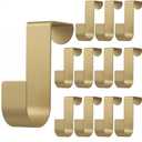 Hotop 12 Pcs Over The Cabinet Drawer Door Hooks 1 Inch for Hanger in The Cabinet Decoration Hooks Sturdy Metal Z Shaped Hanger Peg for Bathroom Clothes Towel(Gold)