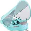 GENTEACO Mambobaby Baby Swim Float with Canopy Non-Inflatable Infant Pool Float with Tail 3-24 Months Avoid Flip Solid Skin-Friendly Material for Toddler Boys Girls