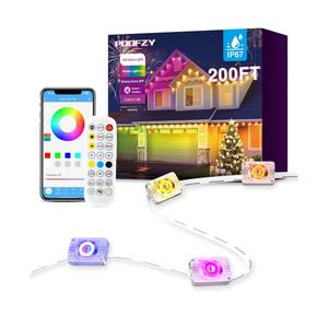 POOFZY Permanent Outdoor Lights for House,200ft RGB+IC Smart Outdoor Decor, 50 Scene Modes,App/Remote Control,for Christmas,Easter,V-Day,Thanksgiving,Daily & Holiday Party Decor
