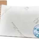 Luxe Linen Organic Cotton Queen Bed Pillows, Shredded Memory Foam Pillows, Adjustable Bed Pillow for Sleeping, 20"x30"Organic Cotton Bed Pillows for Side, Back, Stomach Sleepers（Pack of 1）