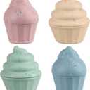 Silicone Bath Toys, Cake Design Baby Bathtub Toys for Toddlers/ Infants 6-12-18 Months+, Bath Squeeze Toys for Tub Beach Pool, 4 Count