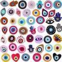Ferraycle 48 Pcs Evil Eye Embroidery Patches Hamsa Hand Heart Moon Sew on/Iron on Embroidered Applique Repair Patch DIY Craft Accessories Gifts for Clothing Jacket Jeans Backpack Hat (Bright Color)
