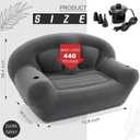 Novabright Inflatable Couch, Flocked Surface, Twin Size, Large, Dark Gray