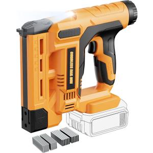 18 Gauge Brad Nail Gun for Dewalt 20V MAX Battery(NO Battery), 2 in 1 Cordless Brad Nailer, Adjustable Depth, LED Light, Electric Nail Gun for Wood, Trim Work, DIY (Dark Yellow)