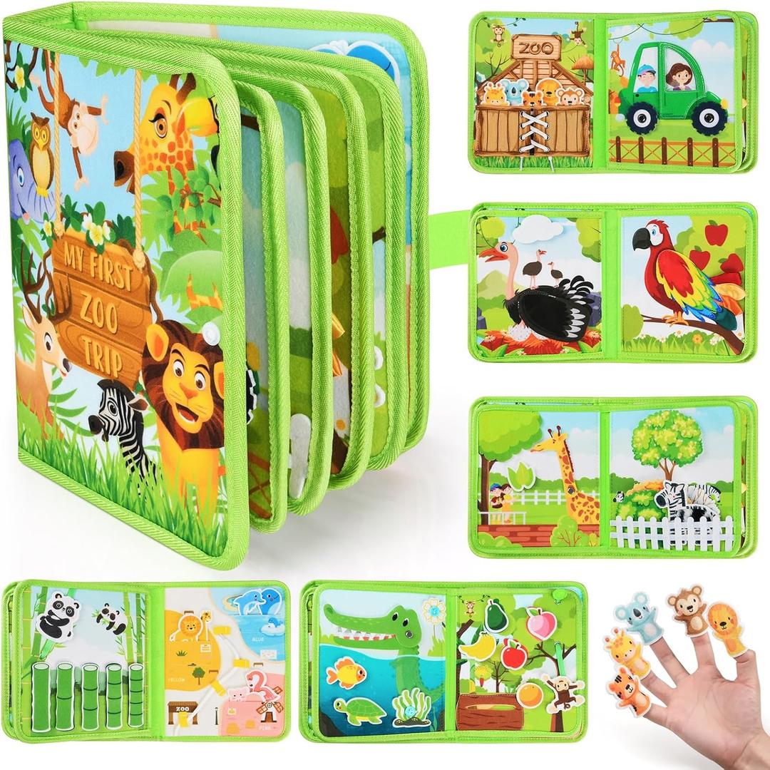 Busy Book for Toddlers 1-3: Busy Board for 1 Year Old Montessori Toys, Quiet Books Toddler Activity Board, Educational Sensory Toys Birthday Gift for Girls Boys, Travel Toy for Toddlers 2-4 Plane Car
