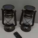 Solar Lanterns Outdoor Waterproof, 2 Pack Flickering Flame LED Hanging Lantern, Bronze Vintage Solar Powered Decorative Lights for Patio Porch Garden Yard Pathway Camping