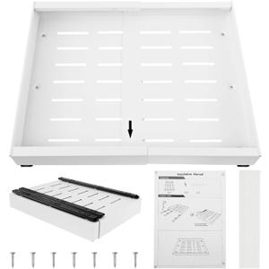 Expandable Cabinet Organizer - Quiet Sliding Pull Out Shelves 12.6"-20.5" for Kitchen (White)