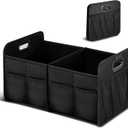 Simple Deluxe Trunk Organizer for Car/SUV, Collapsible 600D Waterproof Oxford Polyester 50L Storage Box, 2 Compartments Multipurpose Travel Accessories, Anti-slip & Leak-proof, Black New (1 Pack)
